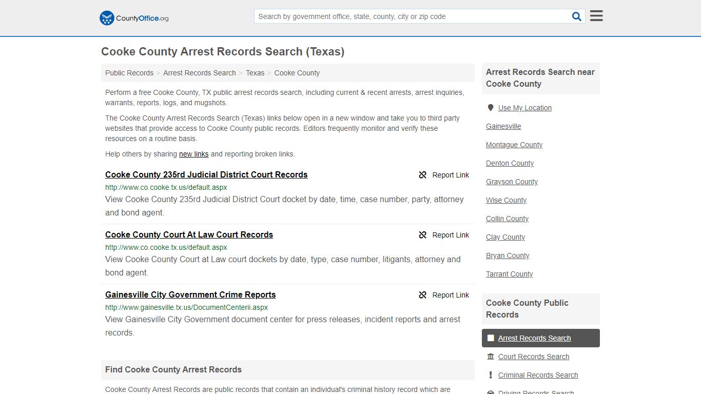 Arrest Records Search - Cooke County, TX (Arrests & Mugshots)